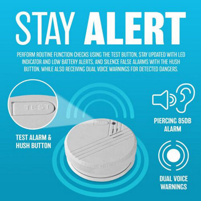 Smoke Alarm Detector Home Garage 85Db Battery Powered Safety Optical Office - 4