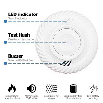 Smoke Detector WiFi 10 Year Battery Smart Home Fire Alarm