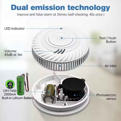 Smoke Detector WiFi 10 Year Battery Smart Home Fire Alarm
