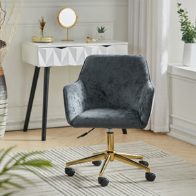 Smoke Grey Ice Velvet Swivel Home Office Chair Desk Chair with Flared Arms
