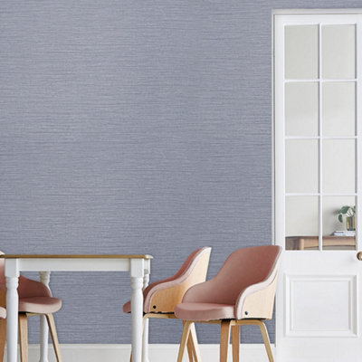 Smoke Grey Linen Texture Wallpaper Plain Effect Wall Paper Roll 5.3m²,L 10m W 0.53m