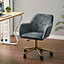 Smoke Grey Velvet Upholstered Home Office Swivel Task Chair with Flared Arms