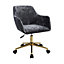 Smoke Grey Velvet Upholstered Home Office Swivel Task Chair with Flared Arms