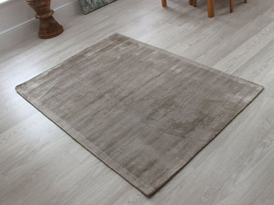 Smoke Plain Modern Handmade Easy to Clean Rug for Living Room and Bedroom-100cm X 150cm