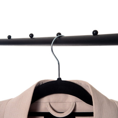 Smooth Black Finish Clothes Rail With Storage Shelf