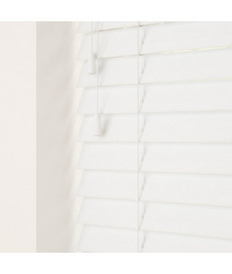 Smooth Finish Faux Wood Venetian Blinds with Strings 130cm Drop x 120cm Width Serene Smooth