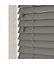 Smooth Finish Faux Wood Venetian Blinds with Strings 130cm Drop x 160cm Width Smooth Grey Smooth