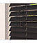 Smooth Finish Faux Wood Venetian Blinds with Strings 130cm Drop x 170cm Width Onyx Smooth