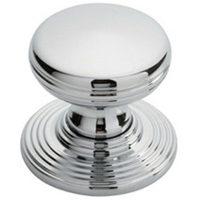 Smooth Ringed Cupboard Door Knob 28mm Dia Polished Chrome Cabinet Handle