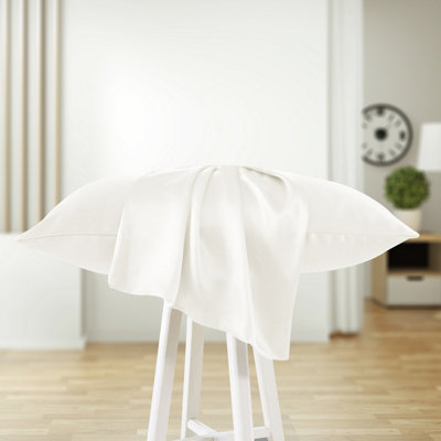 Smooth Satin Silk Pillowcase Hair & Skin Friendly Bedroom Pillow Ivory Cover