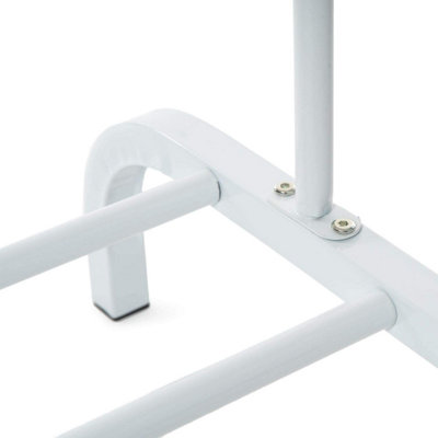 Smooth White Finish Metal Clothes Rail With Shoe Rack / Storage Shelf