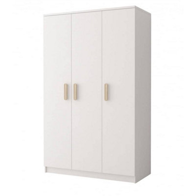 Smyk 19 White Hinged Wardrobe 1200mm H1930mm D500mm with Oak Sonoma Handles - Refined Storage Solution