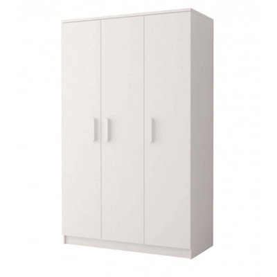 Smyk SM-19 White Matt Hinged Wardrobe 120cm with White Handles - Spacious Storage