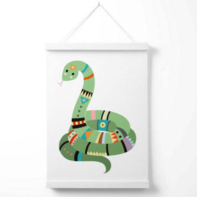 Snake Tribal Animal Poster with Hanger / 33cm / White