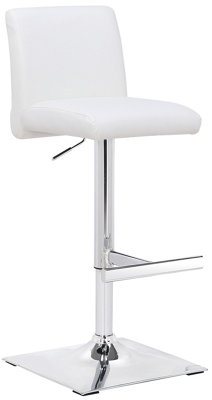 Snella Breakfast Bar Stool, Chrome Footrest, Height Adjustable Swivel Gas Lift, Home Bar & Kitchen Faux-Leather Barstool, White