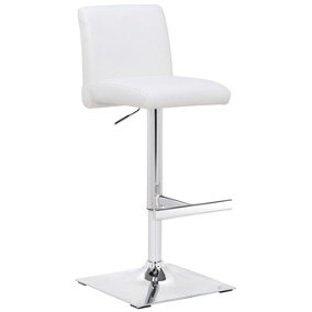 Snella Breakfast Bar Stool, Chrome Footrest, Height Adjustable Swivel Gas Lift, Home Bar & Kitchen Faux-Leather Barstool, White
