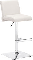 Snella Breakfast Bar Stool, Chrome Footrest, Height Adjustable Swivel Gas Lift, Home Bar & Kitchen Real Leather Barstool, White