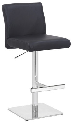 Snella Deluxe Breakfast Bar Stool, Chrome Footrest, Height Adjustable Swivel Gas Lift, Home Bar & Kitchen Barstool, Black