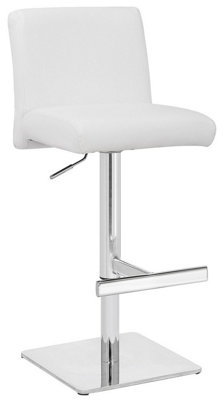 Snella Deluxe Breakfast Bar Stool, Chrome Footrest, Height Adjustable Swivel Gas Lift, Home Bar & Kitchen Barstool, White