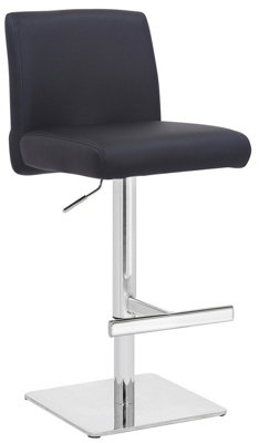 Snella Deluxe Breakfast Bar Stool, Height Adjustable Swivel Gas Lift, Home Bar & Kitchen Real Leather Barstool, Black