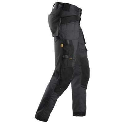 Snickers 6241 AllroundWork Stretch Trousers with Holster Pockets - Steel Grey/Black - 31" Waist 32" Leg (Snickers Size 46)