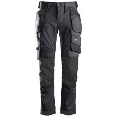 Snickers 6241 AllroundWork Stretch Trousers with Holster Pockets - Steel Grey/Black - 33" Waist 30" Leg (Snickers Size 96)