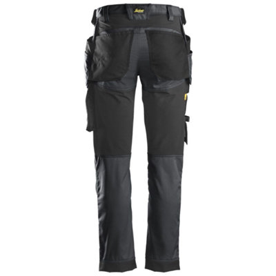Snickers 6241 AllroundWork Stretch Trousers with Holster Pockets - Steel Grey/Black - 33" Waist 30" Leg (Snickers Size 96)