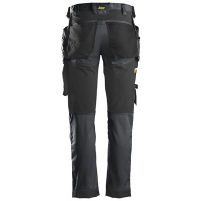 Snickers 6241 AllroundWork Stretch Trousers with Holster Pockets - Steel  Grey/Black - 33 Waist 32 Leg (Snickers Size 48)