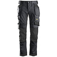 Snickers 6241 AllroundWork Stretch Trousers with Holster Pockets - Steel Grey/Black - 36" Waist 35" Leg (Snickers Size 152)