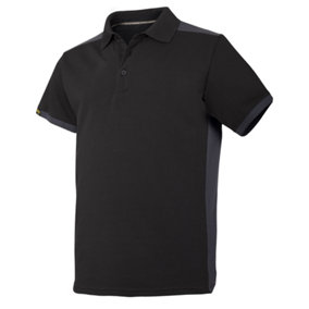 Snickers Mens AllroundWork Short Sleeve Polo Shirt Black/Steel Grey (XL)