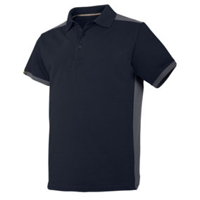 Snickers Mens AllroundWork Short Sleeve Polo Shirt Navy/Steel Grey (S)