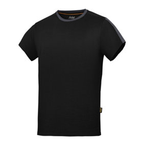 Snickers Mens AllroundWork Short Sleeve T-Shirt Black/Steel Grey (L)