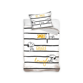 Snoopy Peanuts All Smiles Single Duvet Cover and Pillowcase Set - European Size