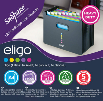 Snopake A4 Eligo Landscape Desk Expander/Organiser 13-Part Black