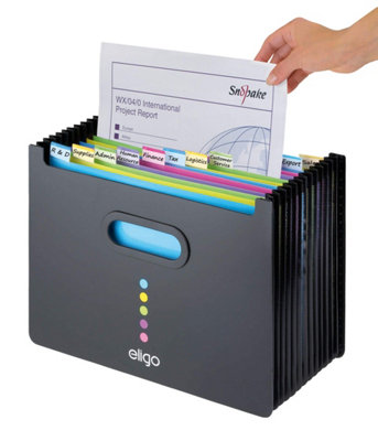 Snopake A4 Eligo Landscape Desk Expander/Organiser 13-Part Black