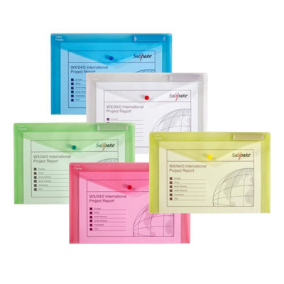 Snopake Foolscap Classic Assorted Polyfile Popper Wallet Pack of 5 ...