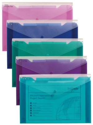 Snopake Foolscap Polyfile Trio Pack of 5 3-Part Popper Wallet with ...