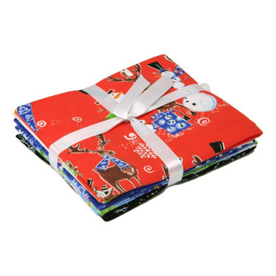 Snow Friends Themed Pack of 5 Cotton Fat Quarters - Sewing Online FE0102