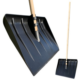 Snow Shovel Scoop Plastic Head and Heavy Duty Wooden Handle - Multipurpose Plastic Shovel