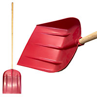 Snow Shovel Scoop Plastic Head and Heavy Duty Wooden Handle - Multipurpose Plastic Shovel