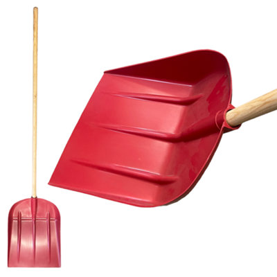 Snow Shovel Scoop Plastic Head and Heavy Duty Wooden Handle ...