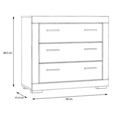 Snow White Modern Style 3 Drawer Chest of Drawers