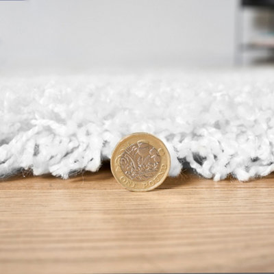 Snow White Plain Shaggy Circle Rug - California - 120cm