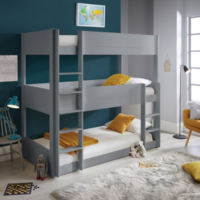 3 tier bunk shop beds with mattresses