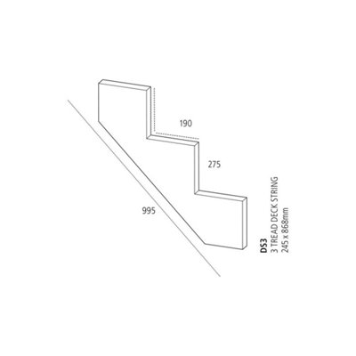 Snowdon Timber 3 Step Treated Decking Riser (T) 48mm (W) 250mm (L ...