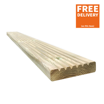 Snowdon Timber Garden DP281208T5 Treated Decking Board (L) 2.4m (W) 120mm (T) 28mm 5 Pack