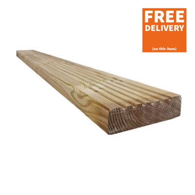 Snowdon Timber Garden DP321208T Treated Decking Board (L) 2.4m (W) 120mm (T) 32mm 12 Pack