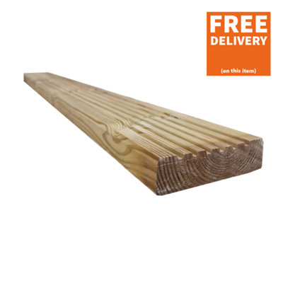 Snowdon Timber Garden DP321208T Treated Decking Board (L) 2.4m (W) 120mm (T) 32mm 4 Pack