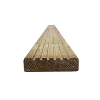 Snowdon Factory Reject Treated Decking Boards - 25mm X 120mm X 2.4m, 10 Pack, Pressure Treated For Outdoor Use-875309