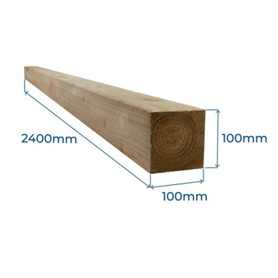 Snowdon Timber Treated 4x4" Fence Post (W) 100mm (H) 2.4m - Pack of 6